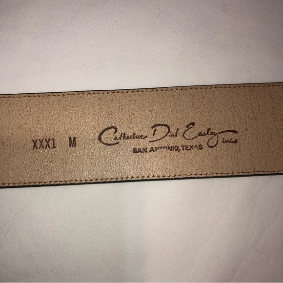 Catherine Dial Easley Embossed Wide Leather Belt Green Medium Artisan Texas - Picture 3 of 5